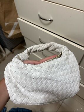 White Woven Hobo Bag